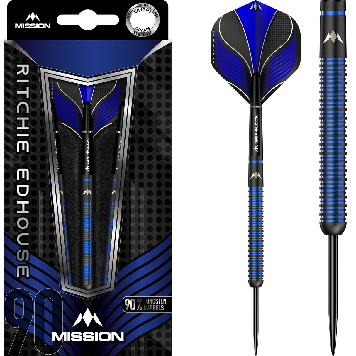 Mission Ritchie Edhouse Darts - Steel Tip -  90% - Madhouse - Black Titanium 23g