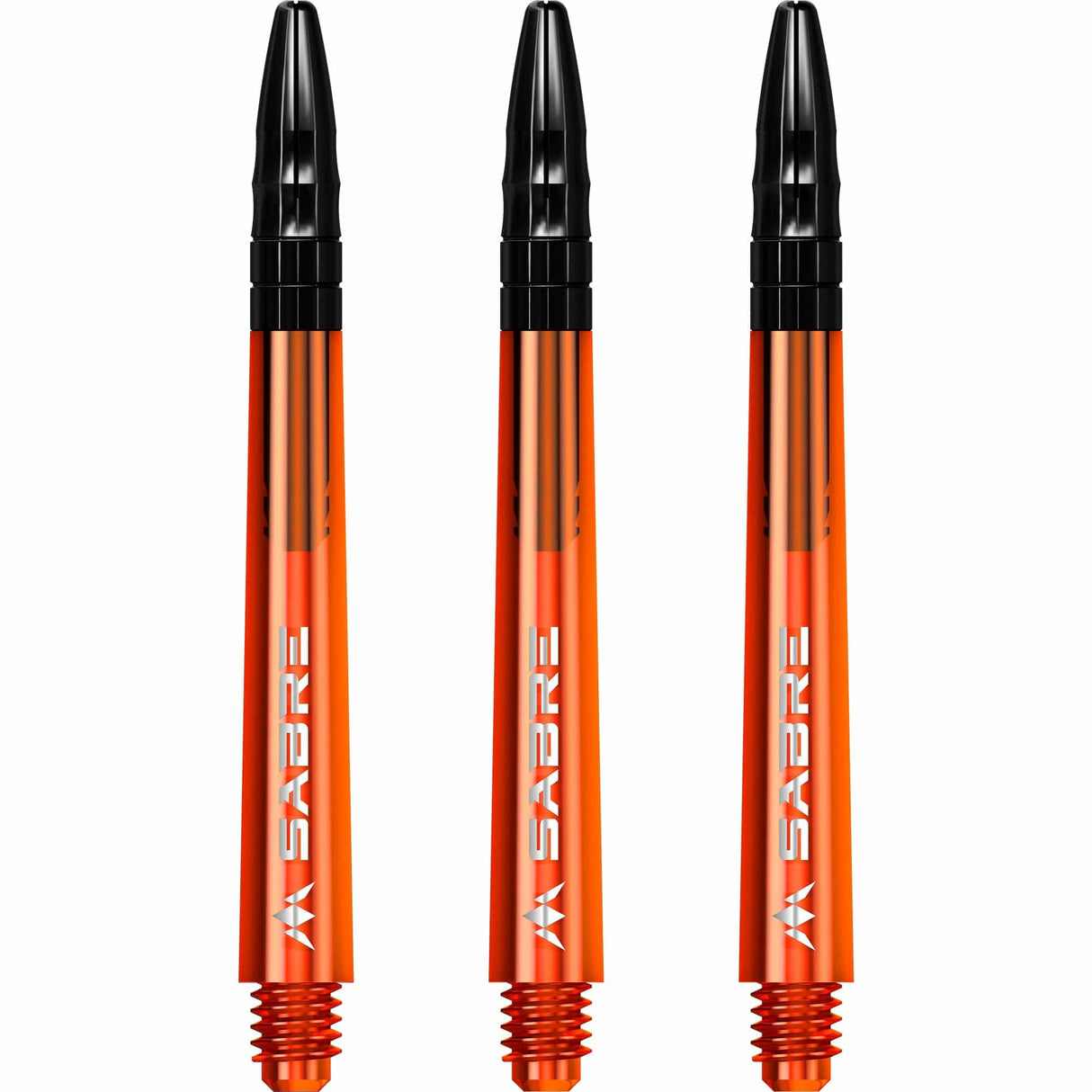 Mission Sabre Shafts - Polycarbonate Dart Stems - Orange - Black Top Medium