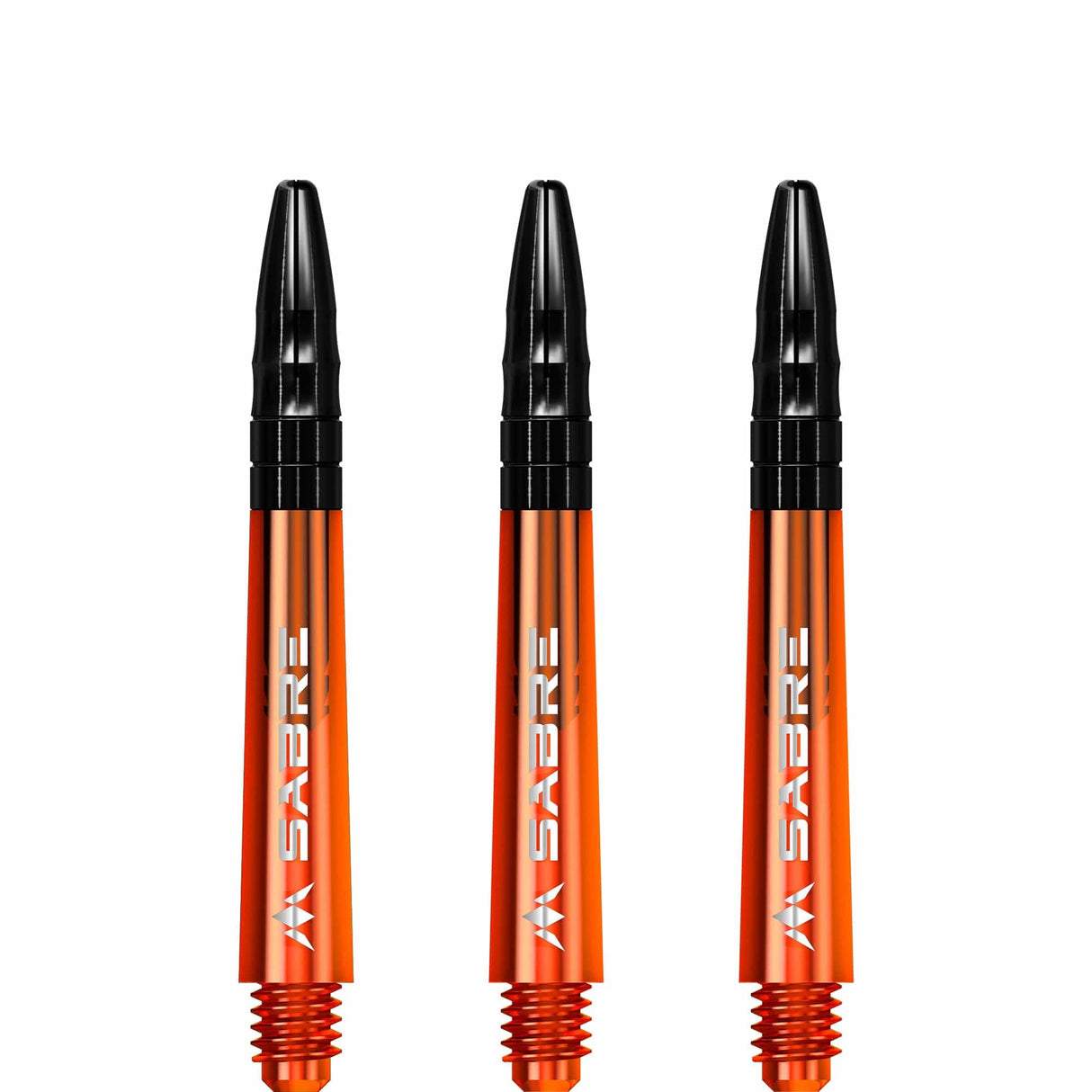 Mission Sabre Shafts - Polycarbonate Dart Stems - Orange - Black Top Tweenie