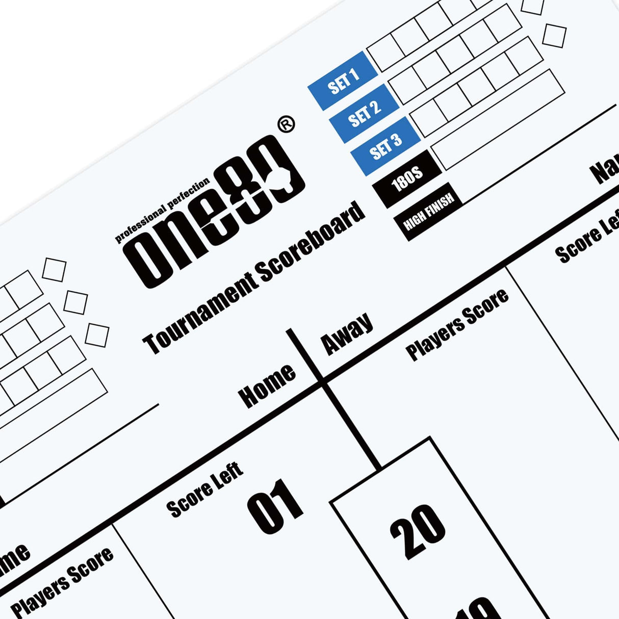 One80 Tournament Scoreboard - Marker Board - Dry Wipe - 60x30cm - Whiteboard