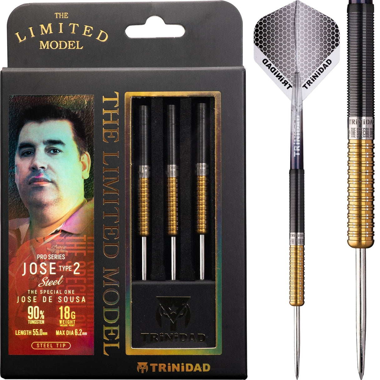 Trinidad Pro - Steel Tip Darts - Jose De Sousa - Type 2 - Gold - 18g 18g