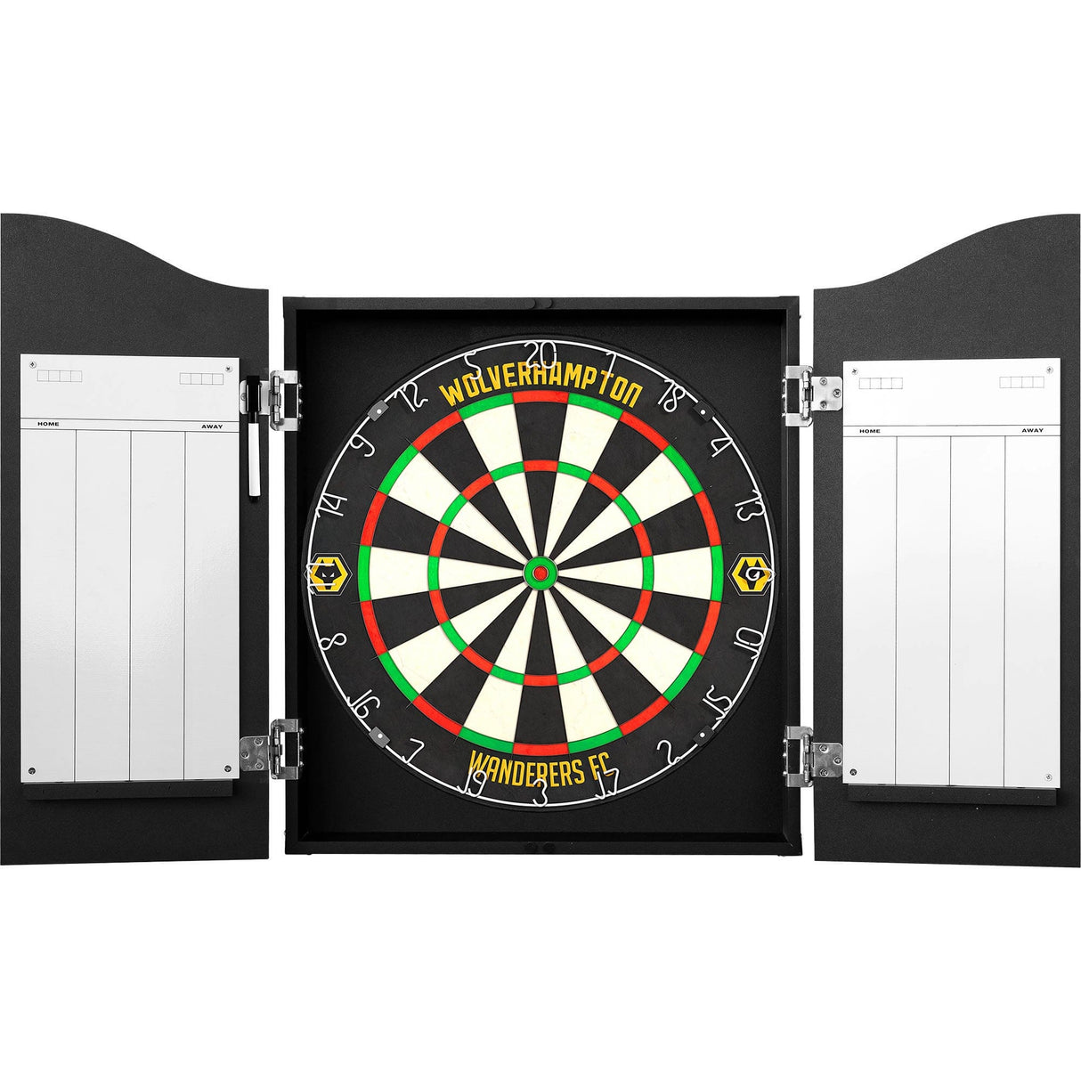 Wolverhampton Wanderers FC Dartboard Cabinet - Official Licensed - C3 - Wolves - Black - Stripe