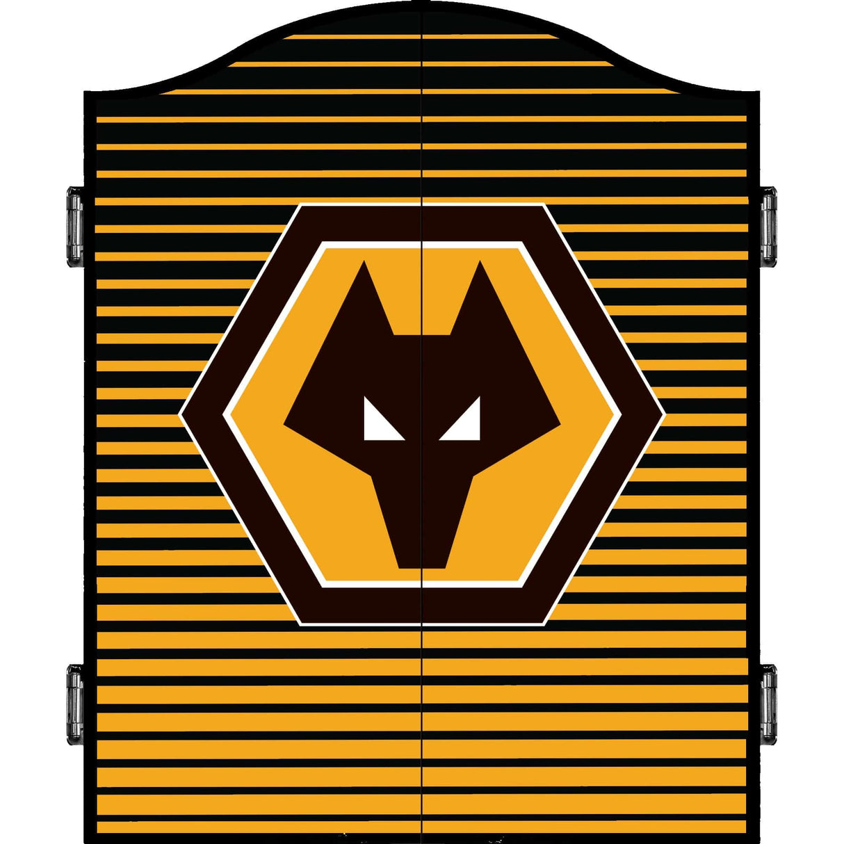 Wolverhampton Wanderers FC Dartboard Cabinet - Official Licensed - C3 - Wolves - Black - Stripe