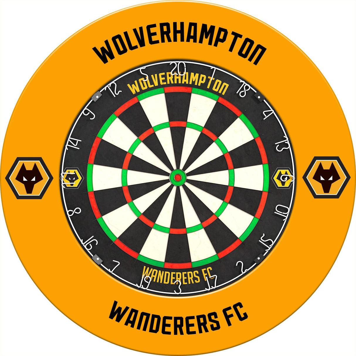 Wolverhampton Wanderers FC Dartboard Surround - Official Licensed - Wolves - S4 - Black - Black Crest