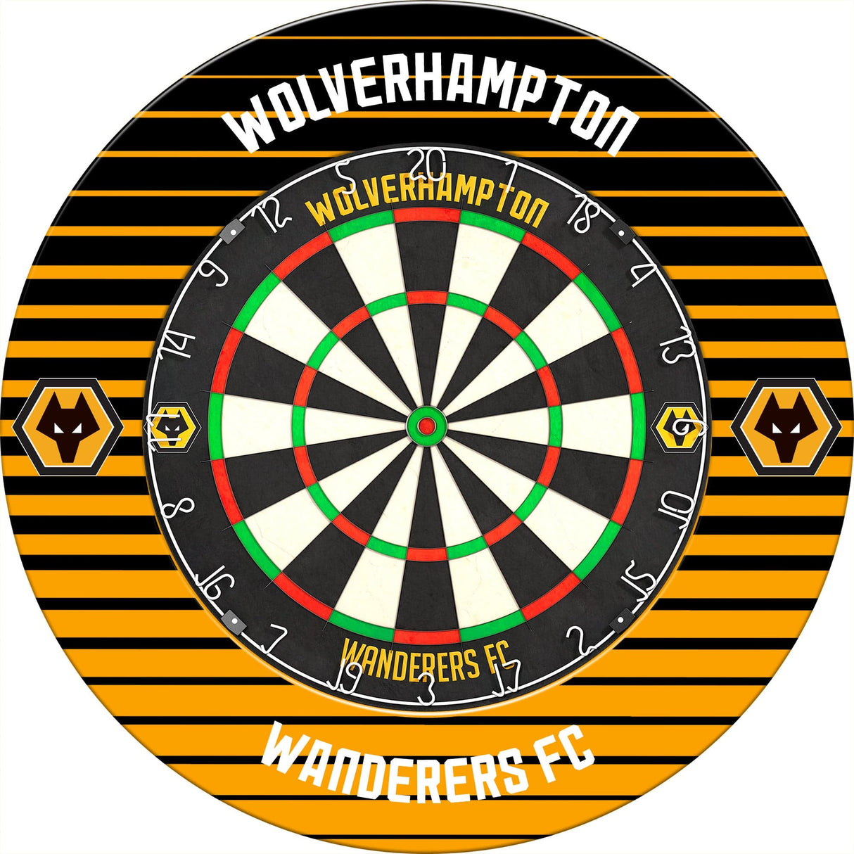 Wolverhampton Wanderers FC Dartboard Surround - Official Licensed - Wolves - S3 - Black - Stripe
